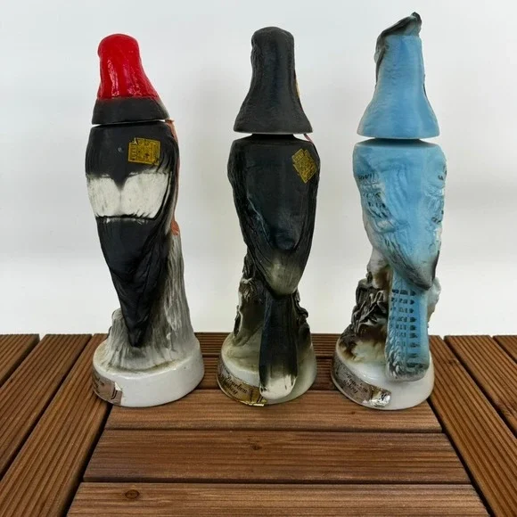 Vtg Jim Beam Set of 3 Ceramic Bird Decanter Bottles Bourbon Whiskey Collectible - Picture 1 of 12